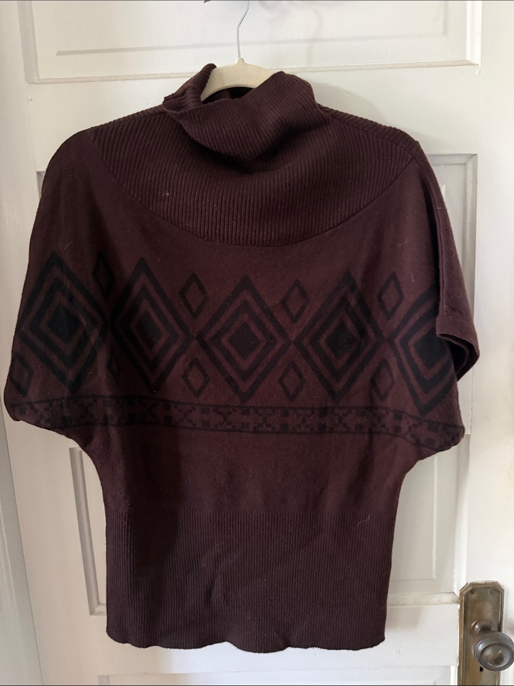 Women's Burgundy Cowl Neck Poncho Sweater